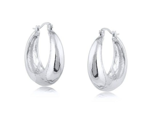 Big Metal London | Earrings | Sophia Organic Shape Hoops | Silver