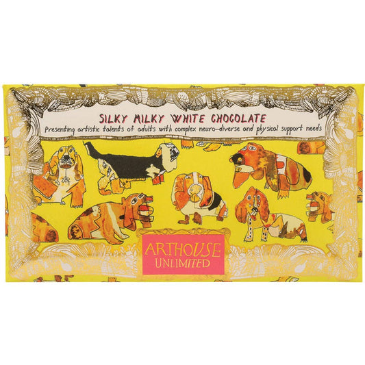 ARTHOUSE Unlimited | Happy Hounds, Silky Milky White Bar Chocolate with Vanilla