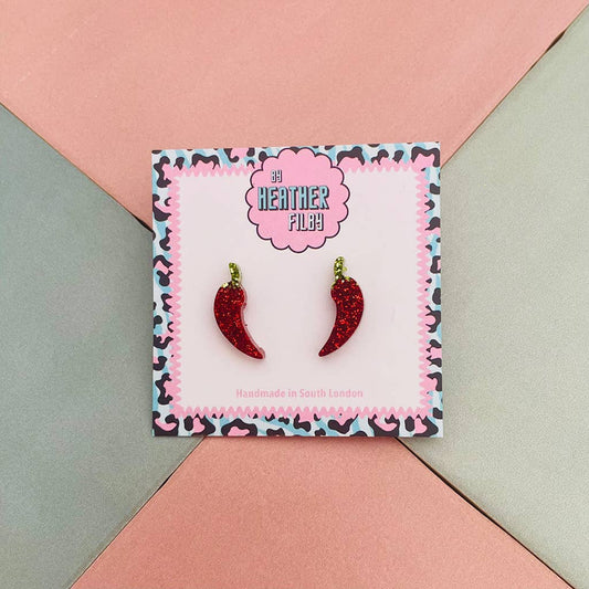 By Heather Filby | Glitter Stud Earrings | Chilli Pepper