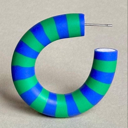 Kalei | Striped Hoops |  Emerald + Cobalt