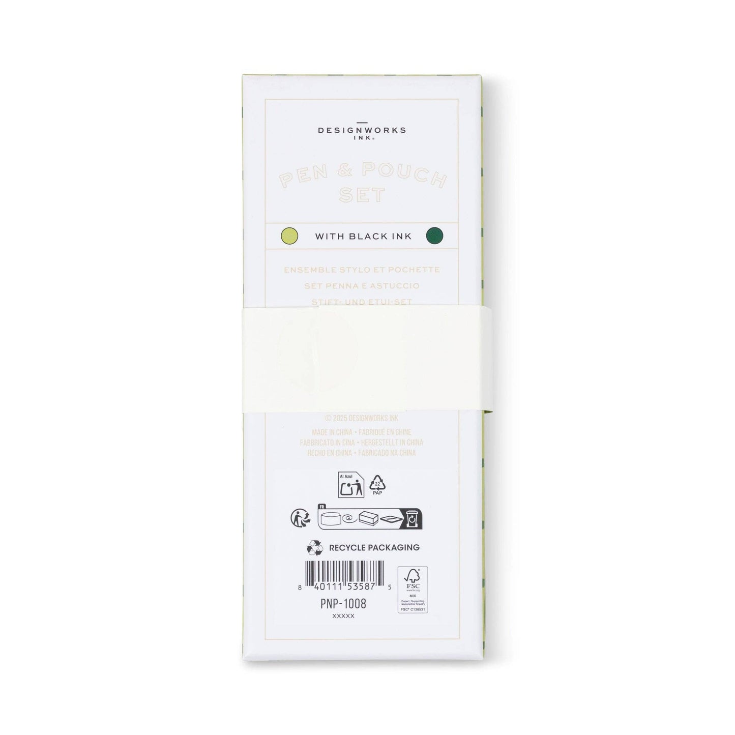 Designworks Collective | Ink Pen & Pouch Set | Green Lattice