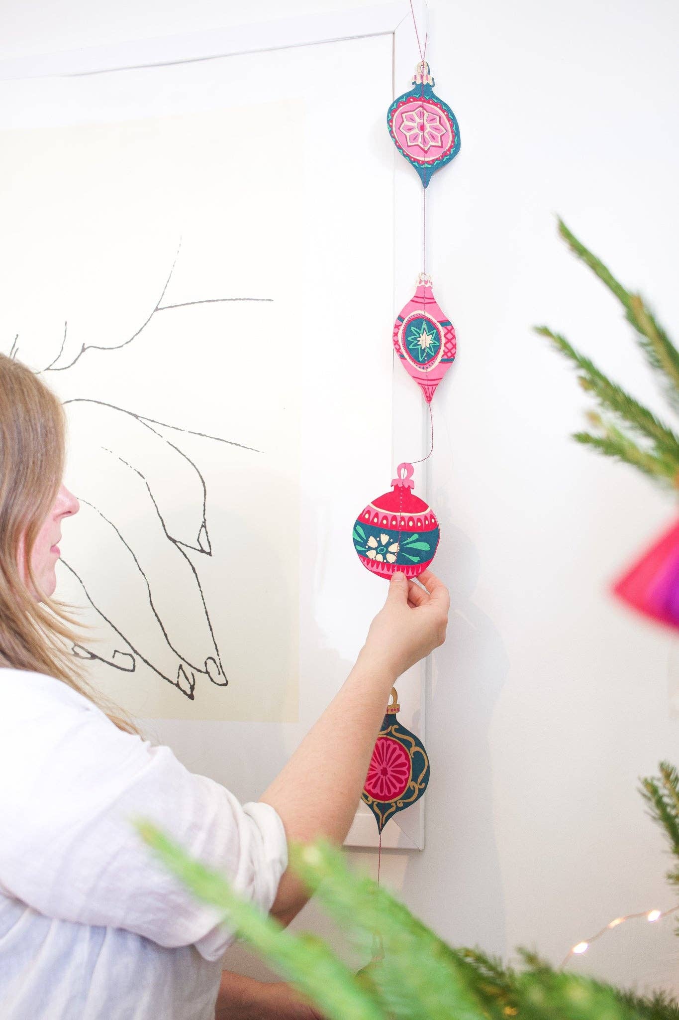 East End Press | Sewn Paper Vertical Wall Hanging | Baubles