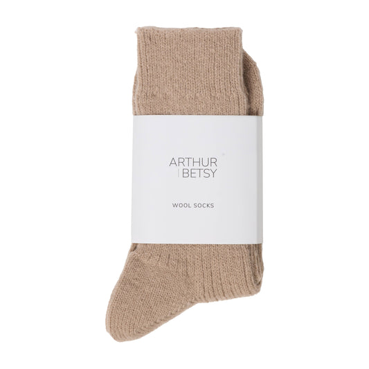 Arthur Betsy | Luxury Alpaca Blend Socks | Wheat Taupe Cream