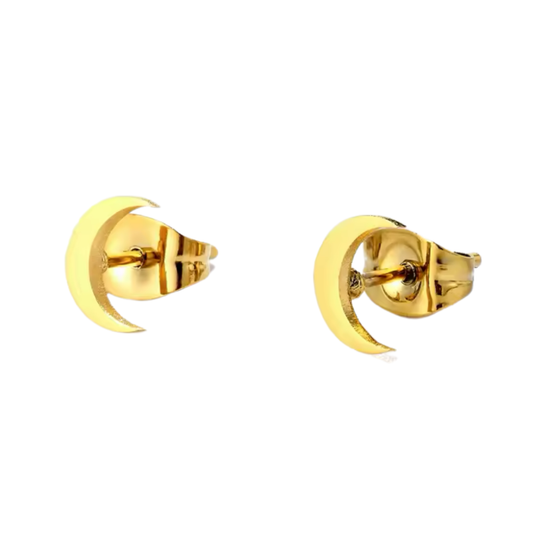 Soch & Co | Stainless Steel Earring Studs | Gold Crescent Moon