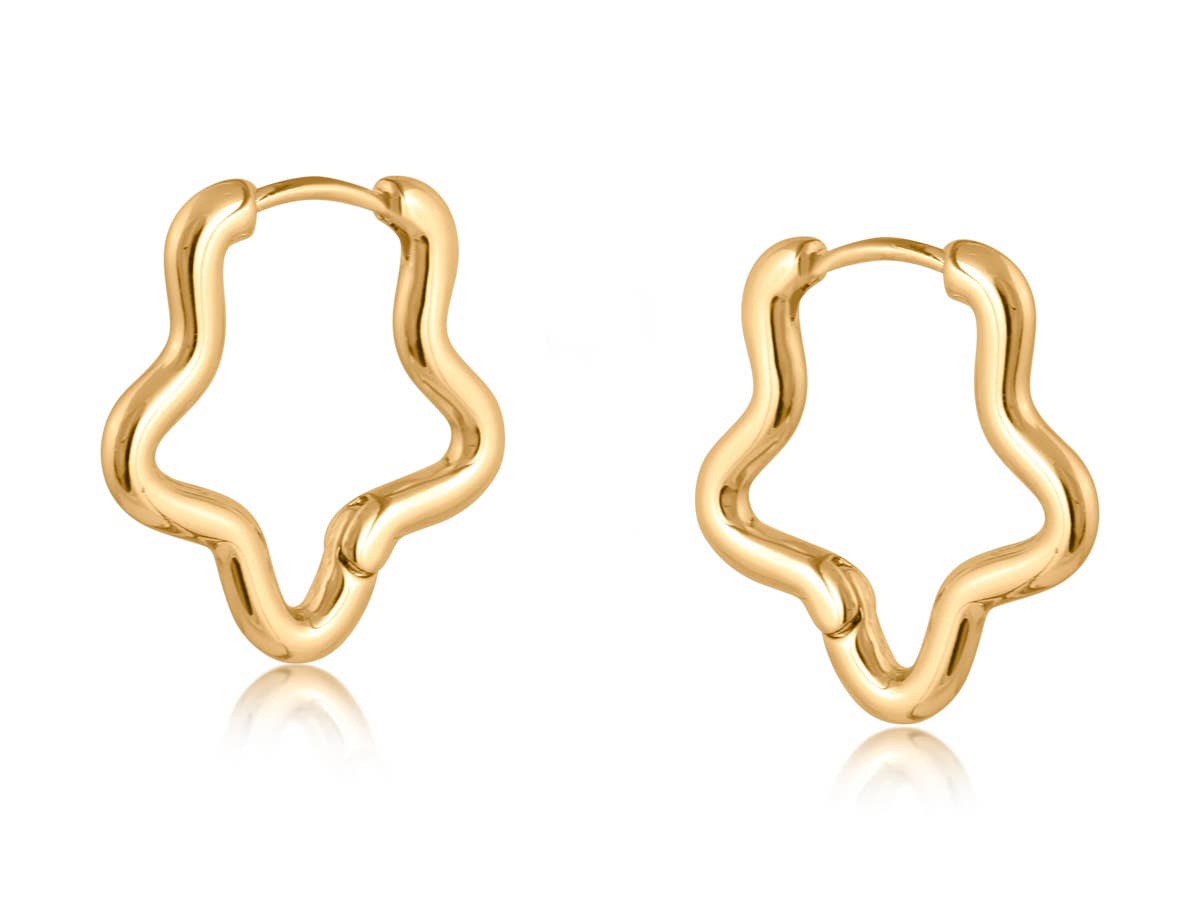Big Metal London | Soraya Organic Squiggle Shape Hoop Earrings | Gold