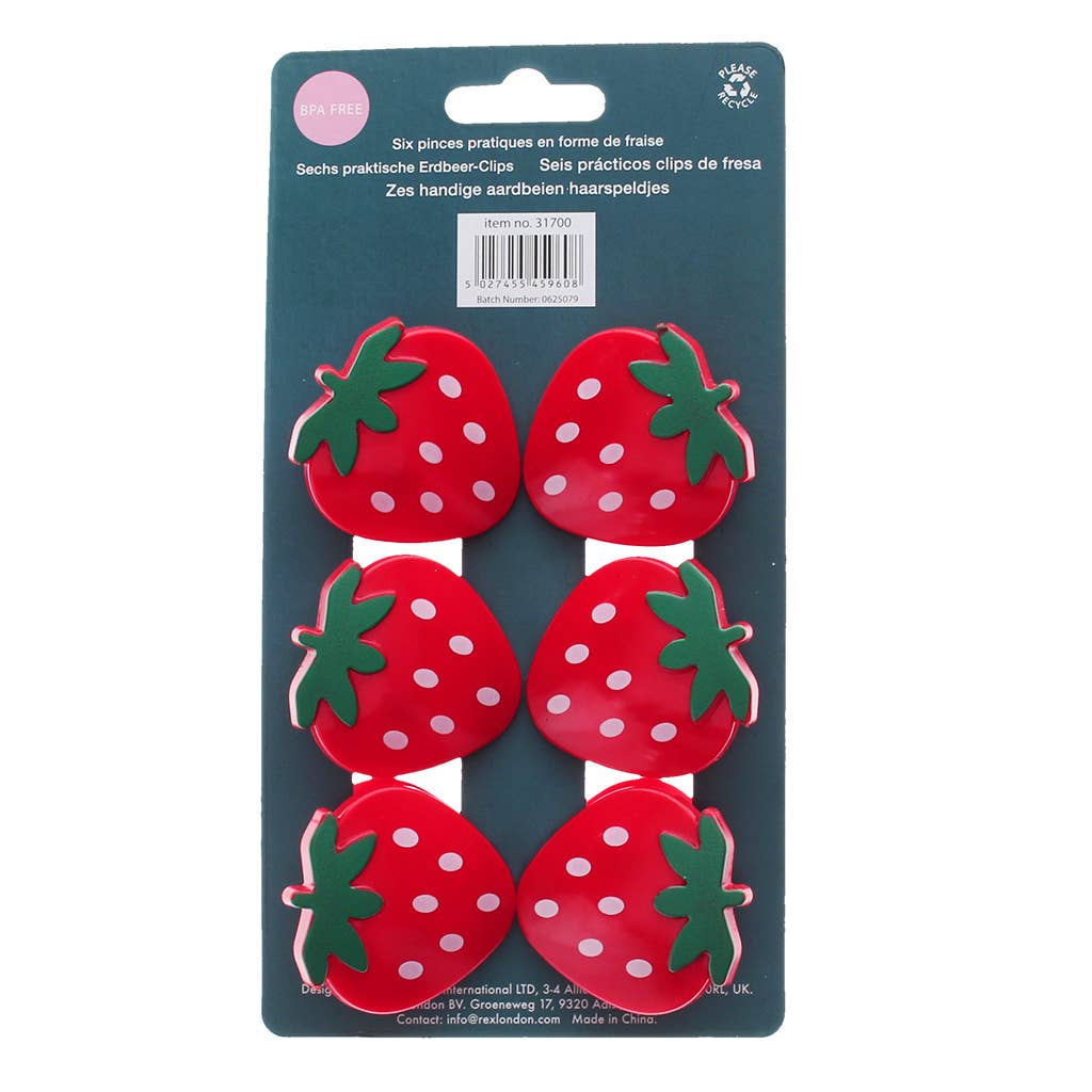 Rex | Set of 6 Bag clips | Strawberry