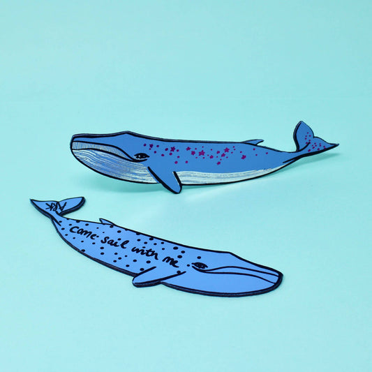 Ark C| Whale 'Sail with Me' Bookmark | Cornflower