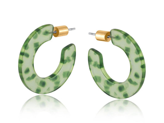 Big Metal London | Marseille Flat Resin Hoop Earrings | Green
