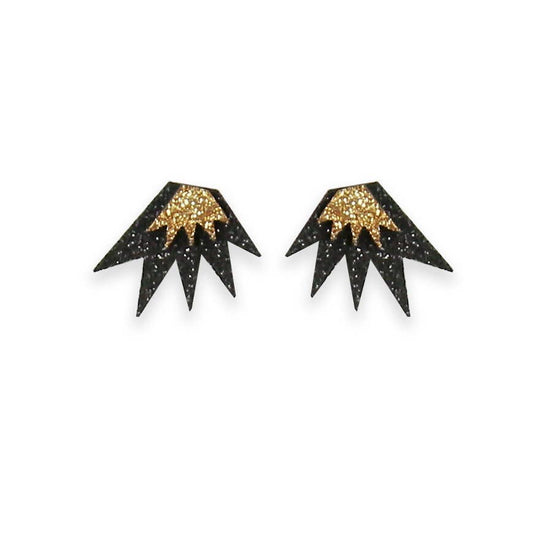 Kam Creates | Bang Bang Mini Stud Earrings | Black & Gold