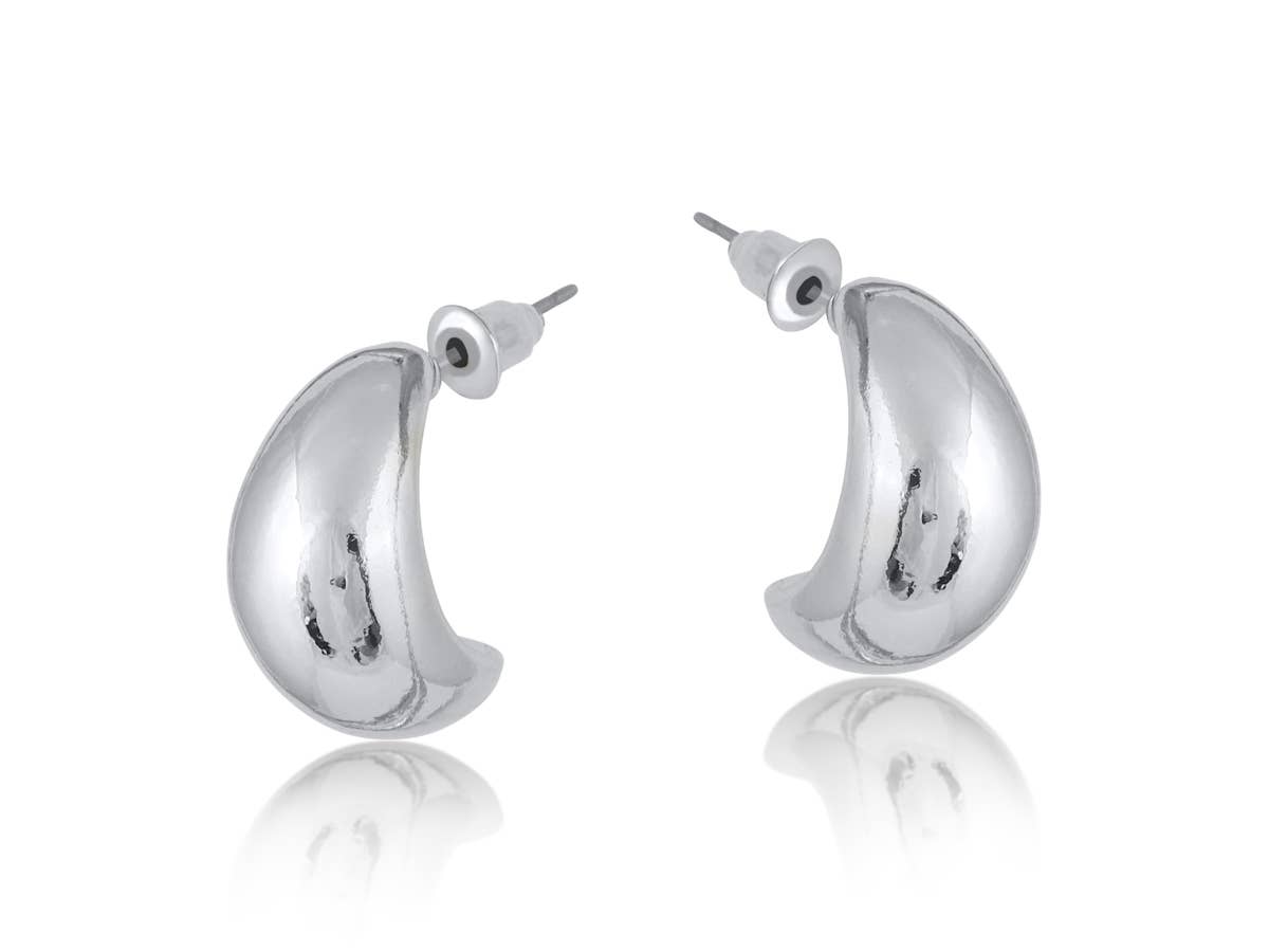 Big Metal London | Earrings | Rose Organic Shape Petal | Silver