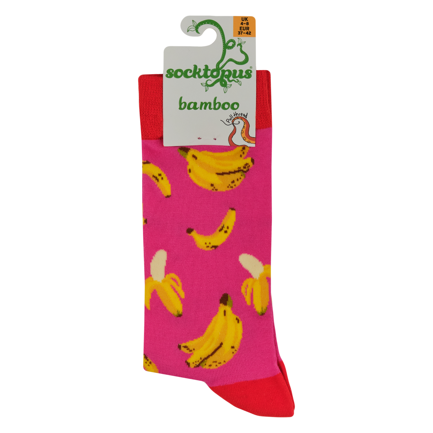 Socktopus | Bananas Bamboo Socks | Pink | S UK 4-8
