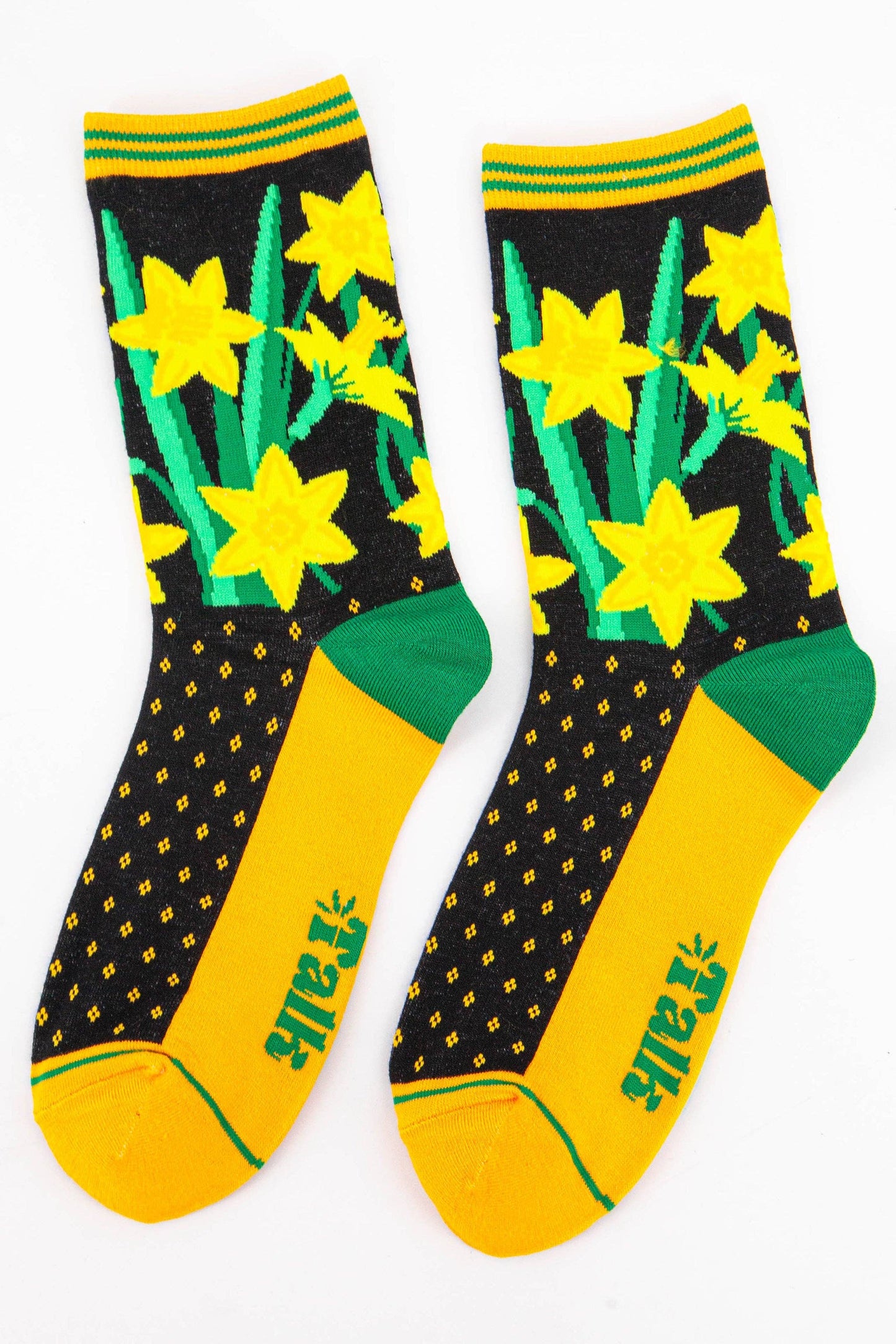 Sock Talk | Women's Welsh Daffodil Floral Print Bamboo Socks | UK 3-7 | EU 36-40