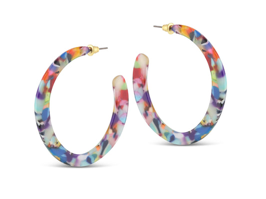 Big Metal London | Earrings | Olivia Resin Hoops | Red/Orange/Lilac