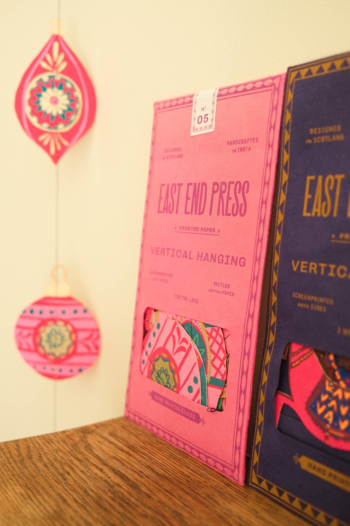 East End Press | Sewn Paper Vertical Wall Hanging | Baubles
