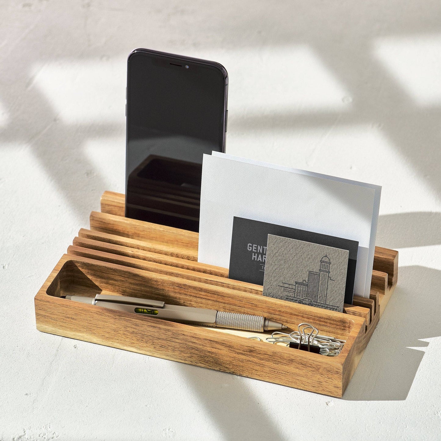 Designworks Collective | Wooden Desk Organiser with Phone Stand