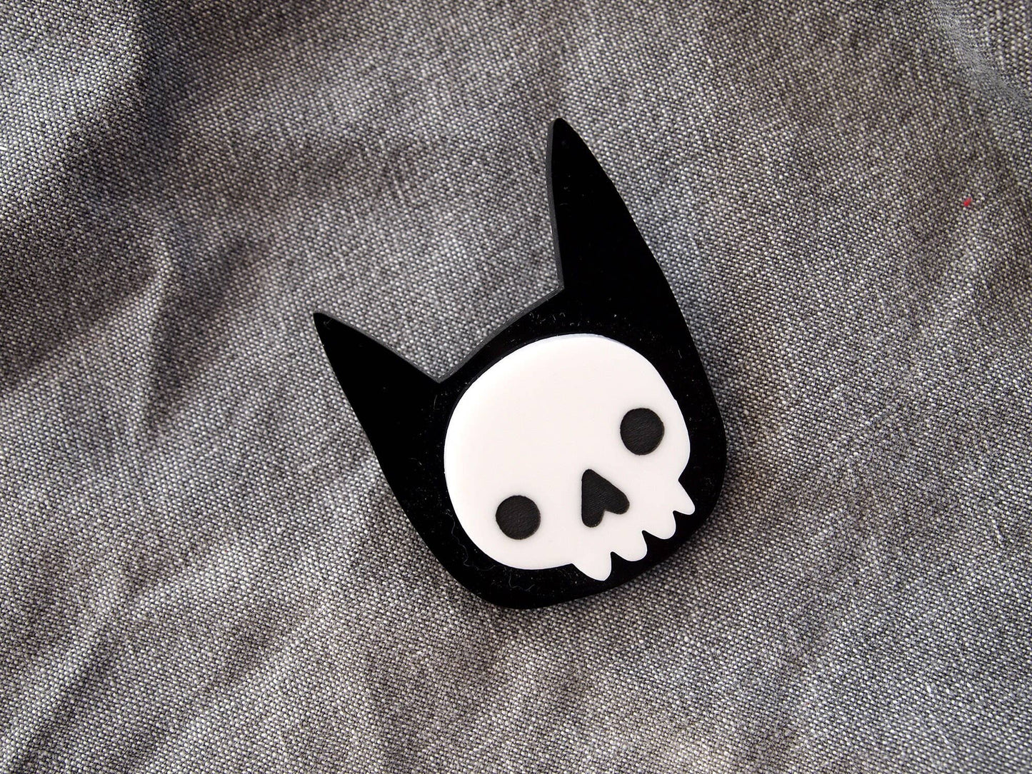 I Like Cats | Laser Cut Acrylic Brooch | Skull Cat