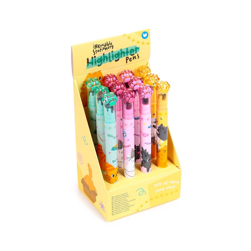 Beans & Co Cat 2-in-1 Highlighter & Stamp Wheel Pen, Puckator in Store only