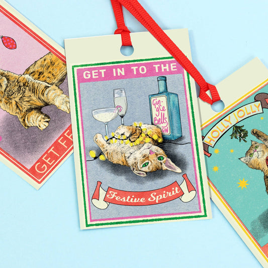 Fawn & Thistle | Feline Festive Gift Tag (Pack of 8)