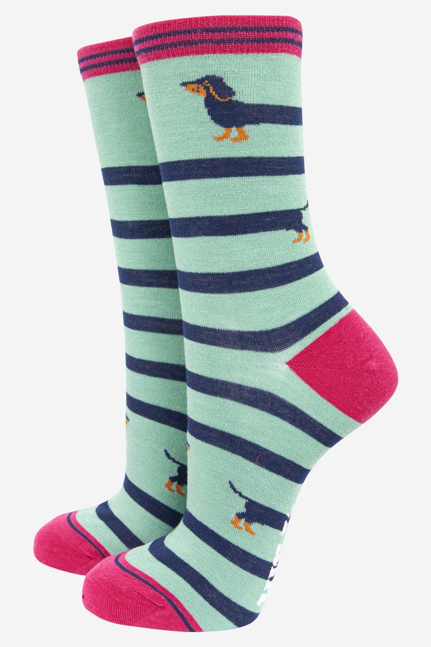 Sock Talk | Women's Winding Sausage Dog Bamboo Socks | UK 3-7 | EU 36-40