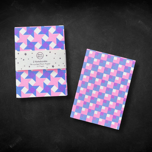 Petra Boase | Set of 2 Notebooks | Blue/Hot Pink Risograph Covers.