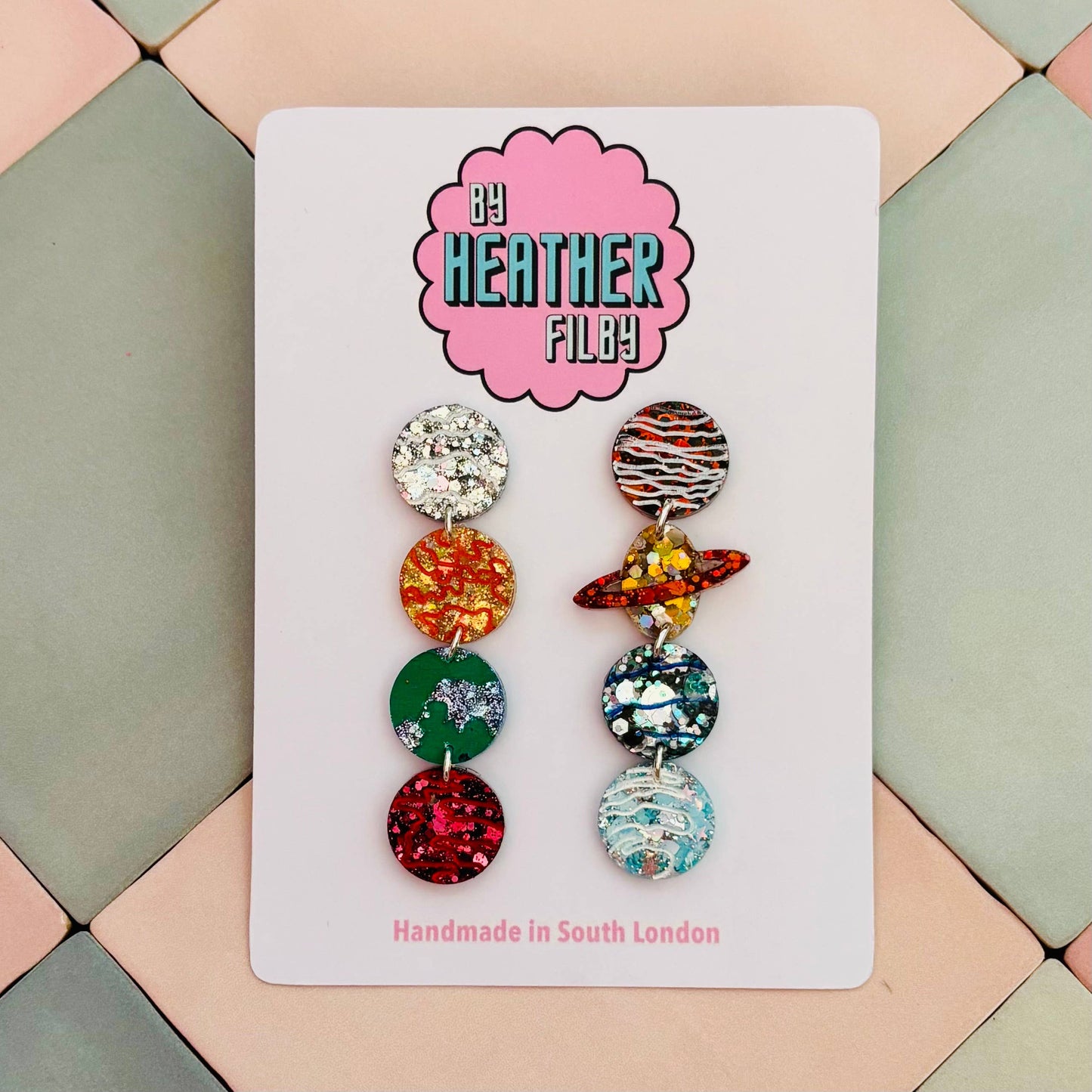 By Heather Filby | Glitzy Glitter Earrings | Solar System