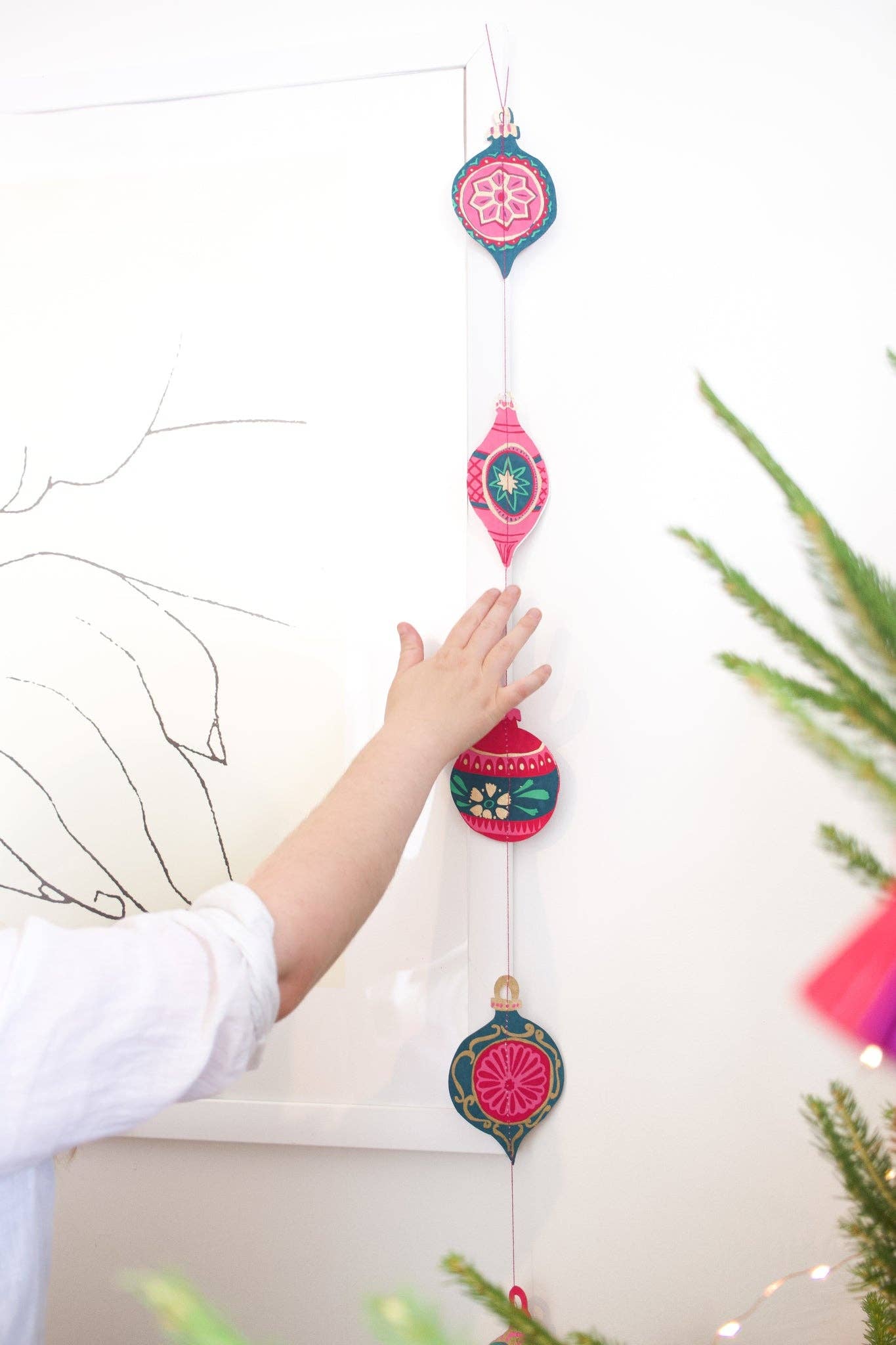 East End Press | Sewn Paper Vertical Wall Hanging | Baubles