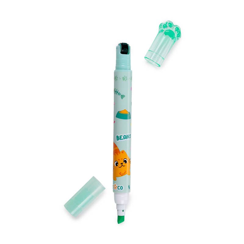Beans & Co Cat 2-in-1 Highlighter & Stamp Wheel Pen, Puckator in Store only