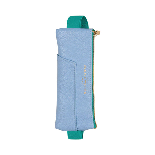 Designworks Collective | Vegan Leather Pen Pouch | Light Blue + Green