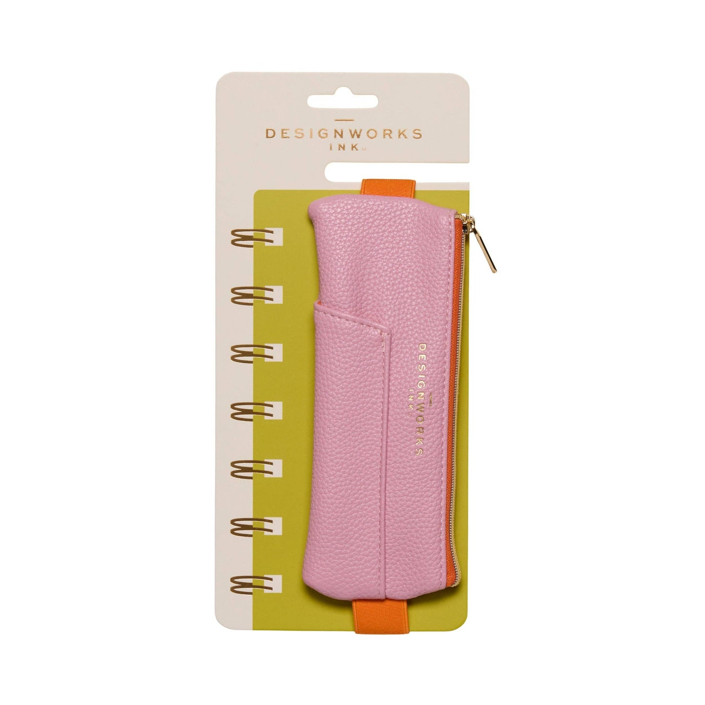Designworks Collective | Vegan Leather Pen Pouch | Pink + Orange
