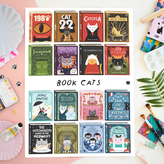 Niaski | Tea Towel | Book Cats