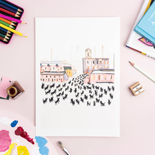 Niaski | A4 Print | Meowry Cats at Work