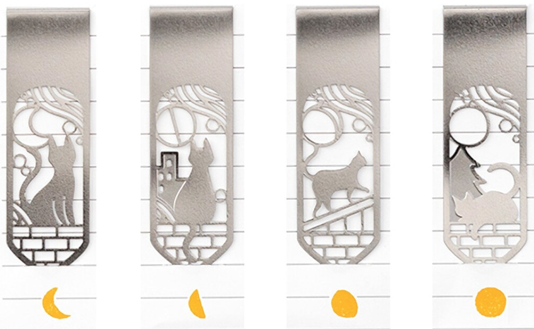 Midori | Clip Bookmarker | Cats & Moon Phases