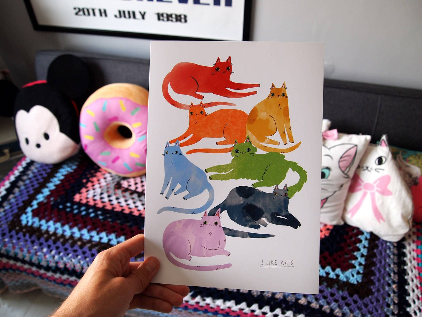I Like Cats | A4 Print | Rainbow Cats