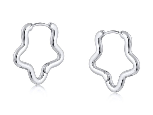 Big Metal London | Soraya Organic Squiggle Shape Hoop Earrings | Silver