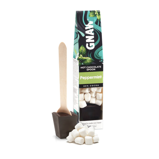 Gnaw Chocolate | Dark Hot Chocolate Spoon | Peppermint with Marshmallows