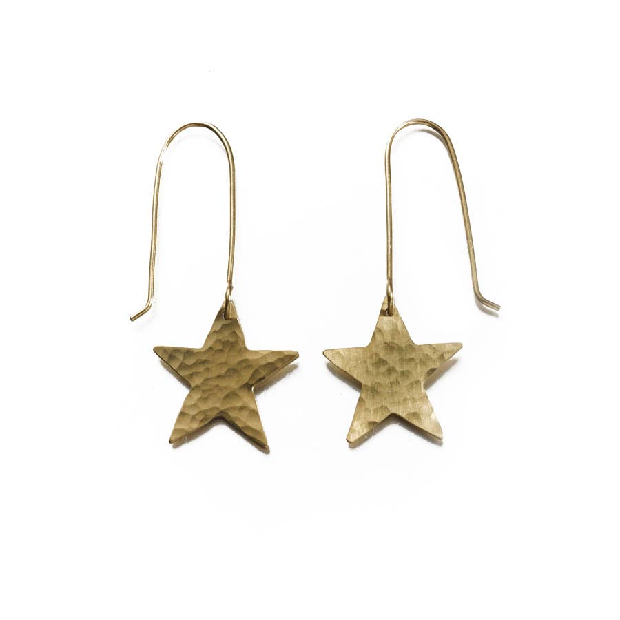 Just Trade |  Hammered Star Earrings | Gold