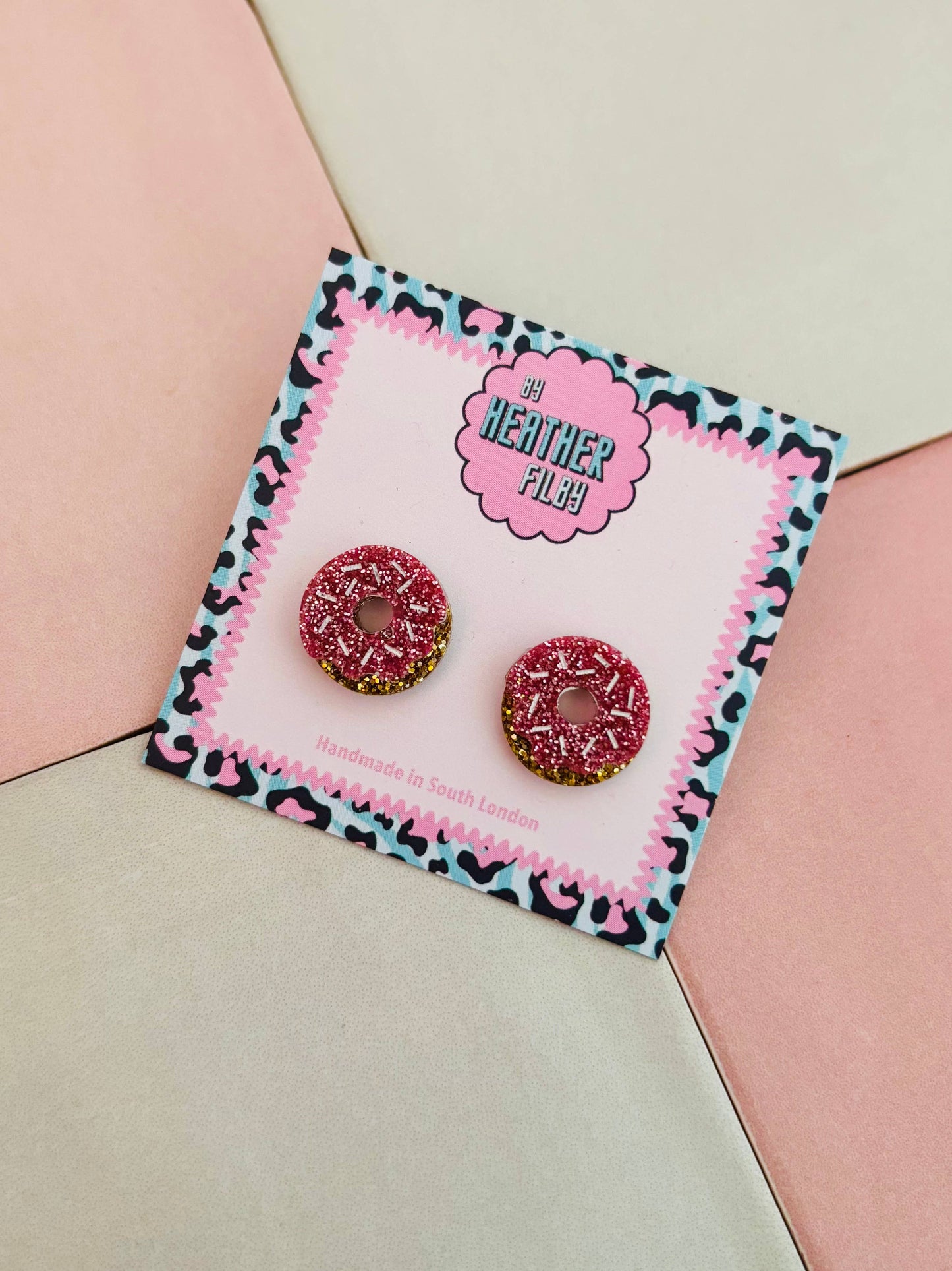 By Heather Filby | Glitter Stud Earrings | Doughnuts