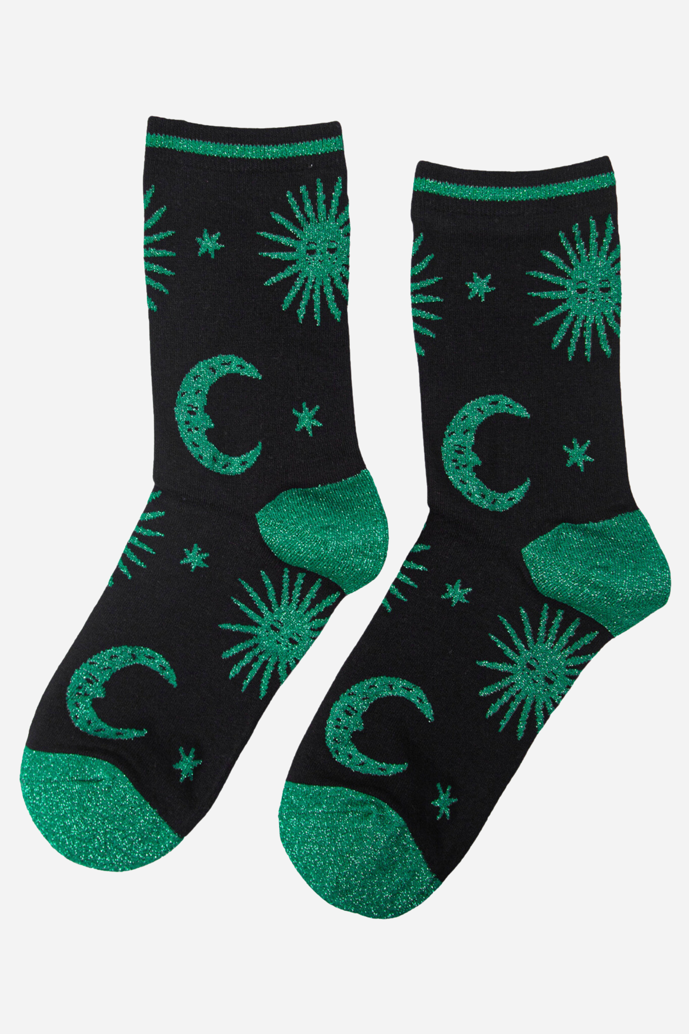 Sock Talk | Green Women's Glitter Celestial Print Bamboo Socks