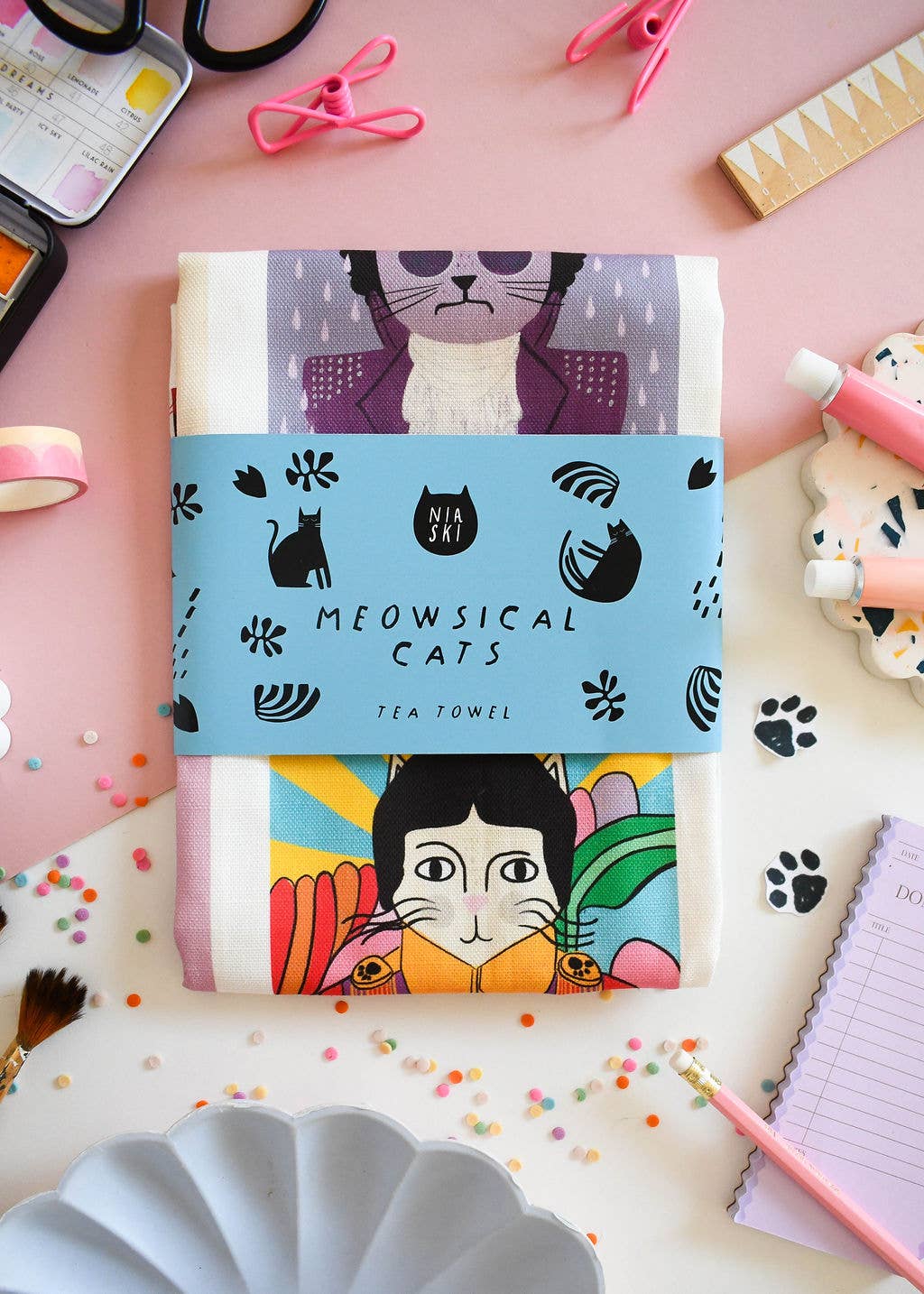 Niaski | Tea Towel | Meowsical Cats