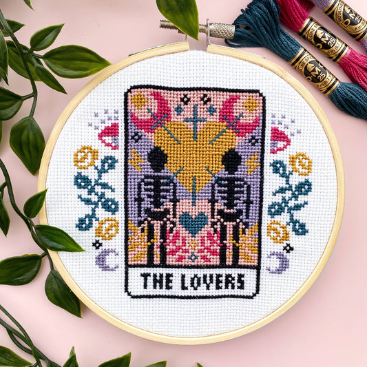 Innocent Bones | DIY Cross Stitch Kit | The Lovers Tarot Card