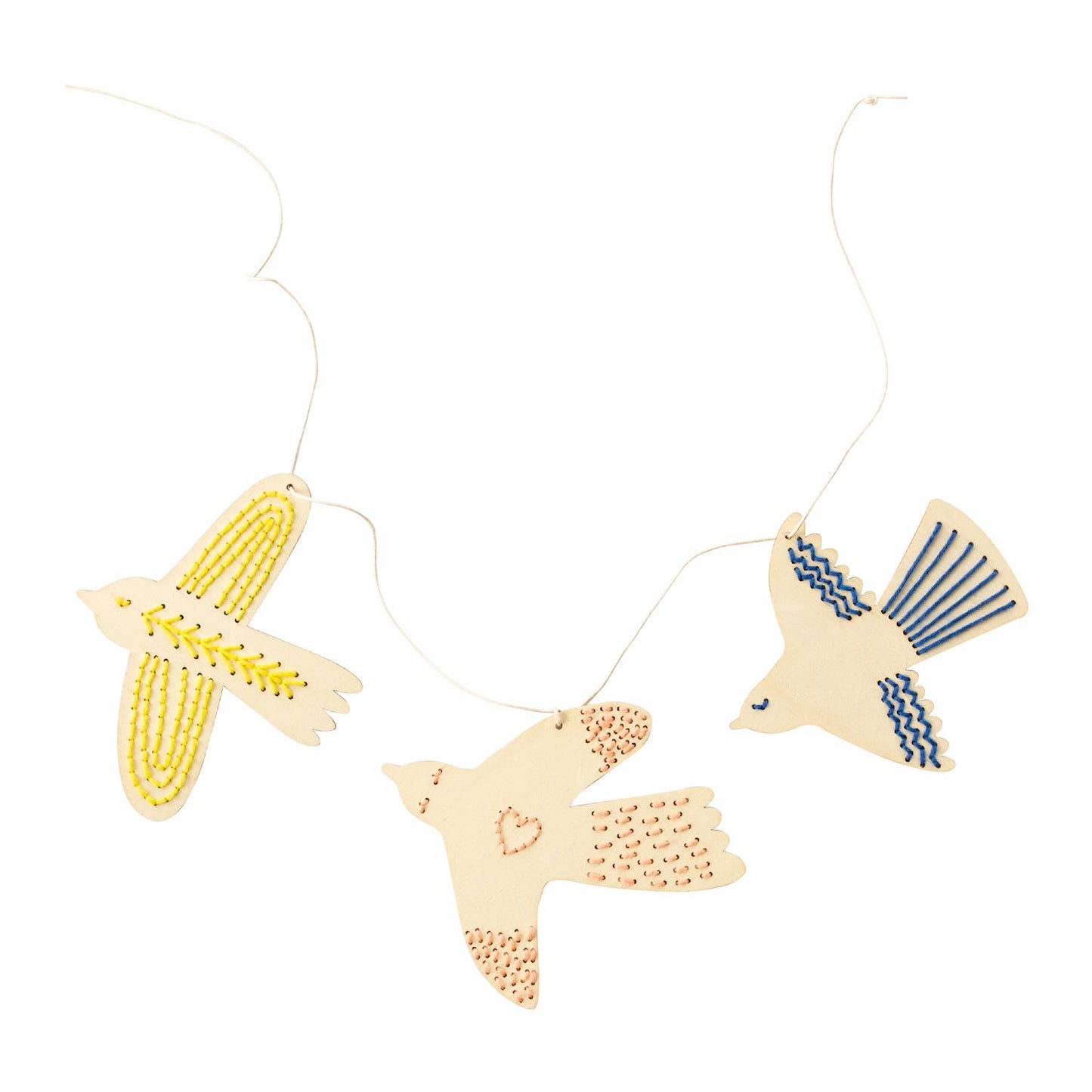 Cotton Clara | Wooden Bird Embroidery Kit | DIY Garland