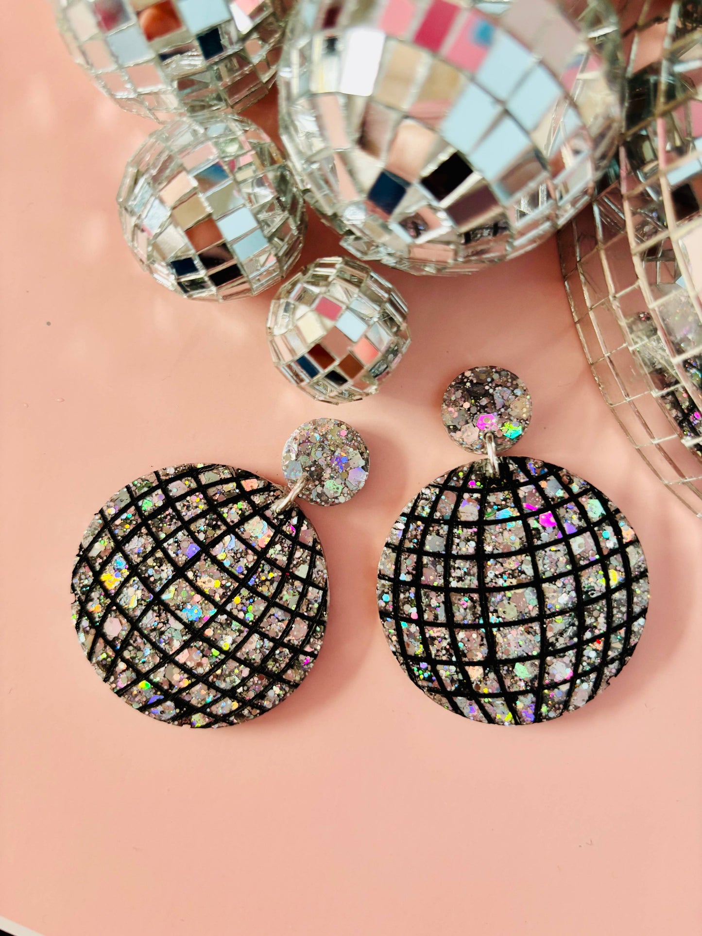 By Heather Filby | Glitzy Glitter Earrings | Disco Ball