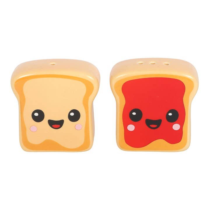 Kawaii Salt and Pepper Shakers | Toasts in Toaster Holder