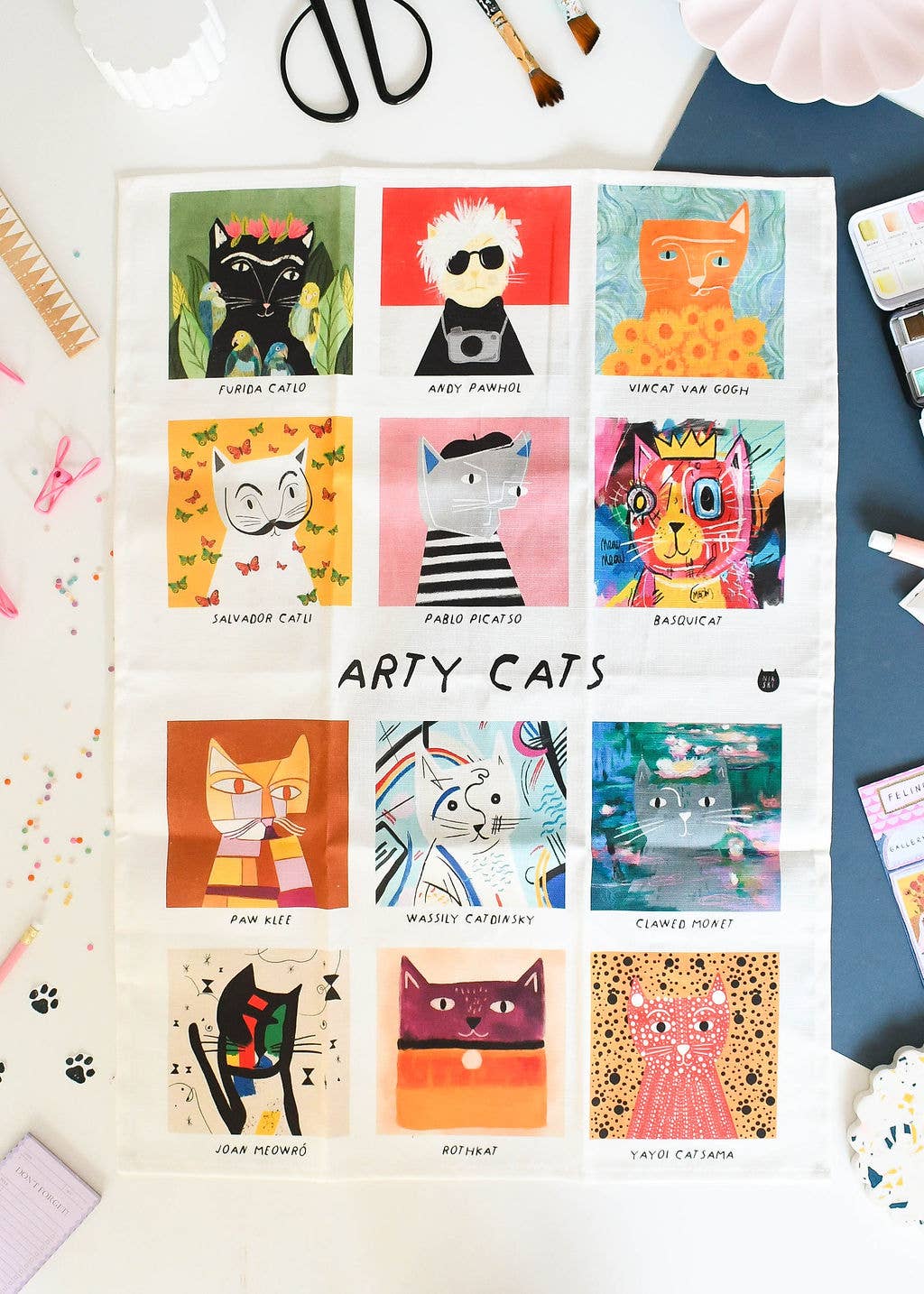 Niaski | Tea Towel | Arty Cats