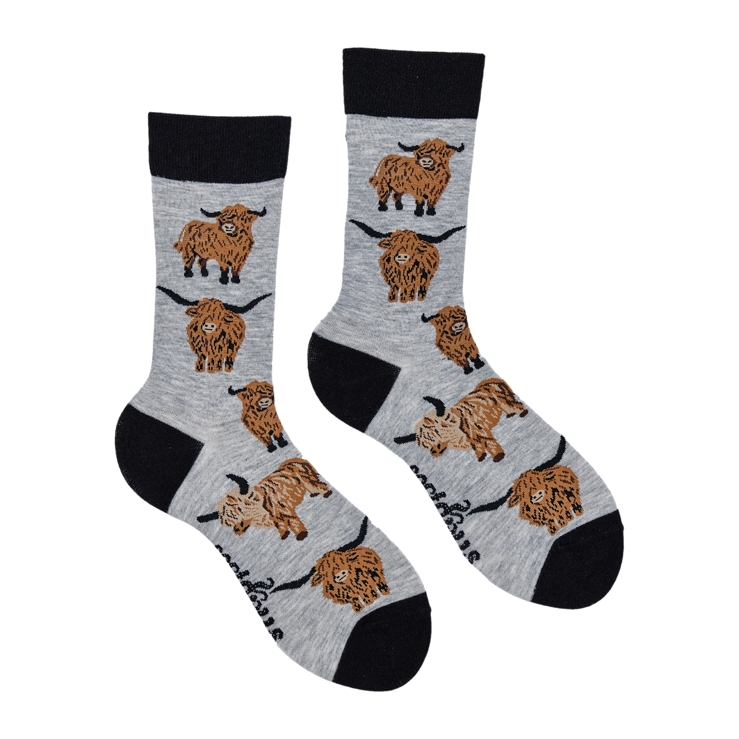 Socktopus | Highland Cow Socks Grey | L UK 9-12