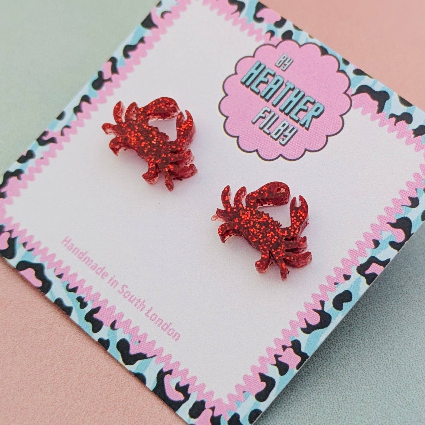 By Heather Filby | Glitter Stud Earrings | Crab