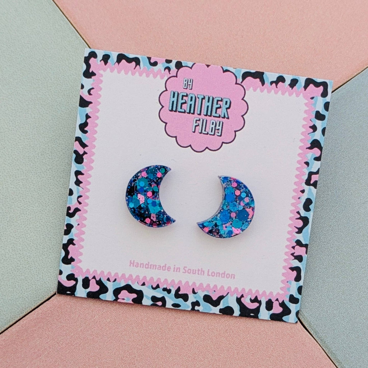 By Heather Filby | Glitter Stud Earrings | Moon (Purple)