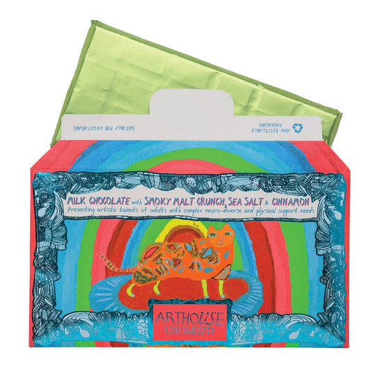 ARTHOUSE Unlimited  Rainbow Cat | Milk Chocolate Bar with Smoky Malt Crunch, Sea Salt & Cinnamon