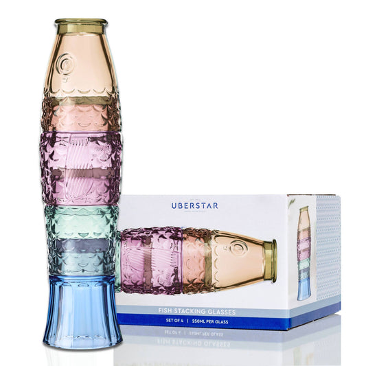 UBERSTAR | Rainbow Fish Stacking Drinking Glass | Set of 4