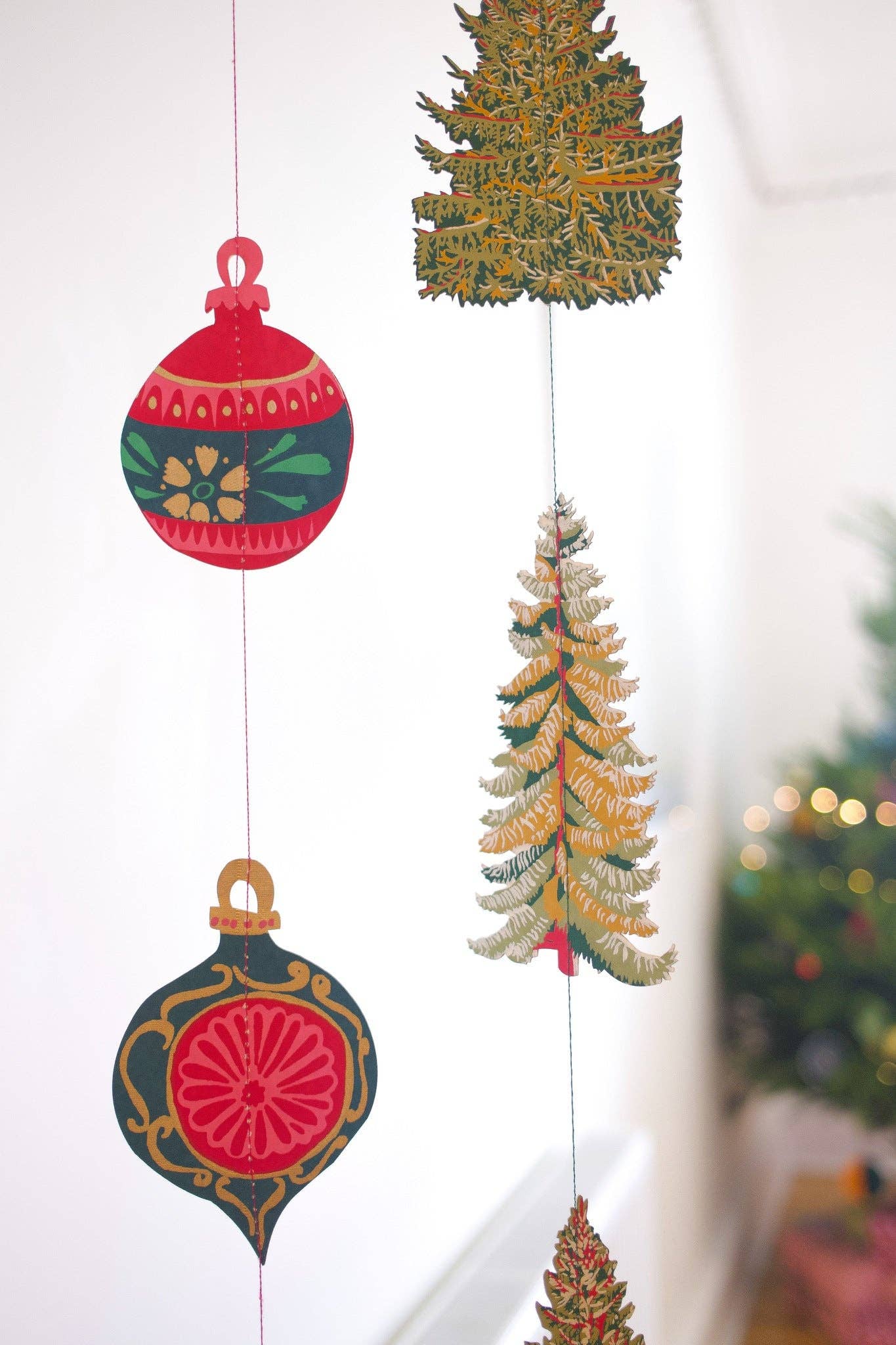 East End Press | Sewn Paper Vertical Wall Hanging | Baubles